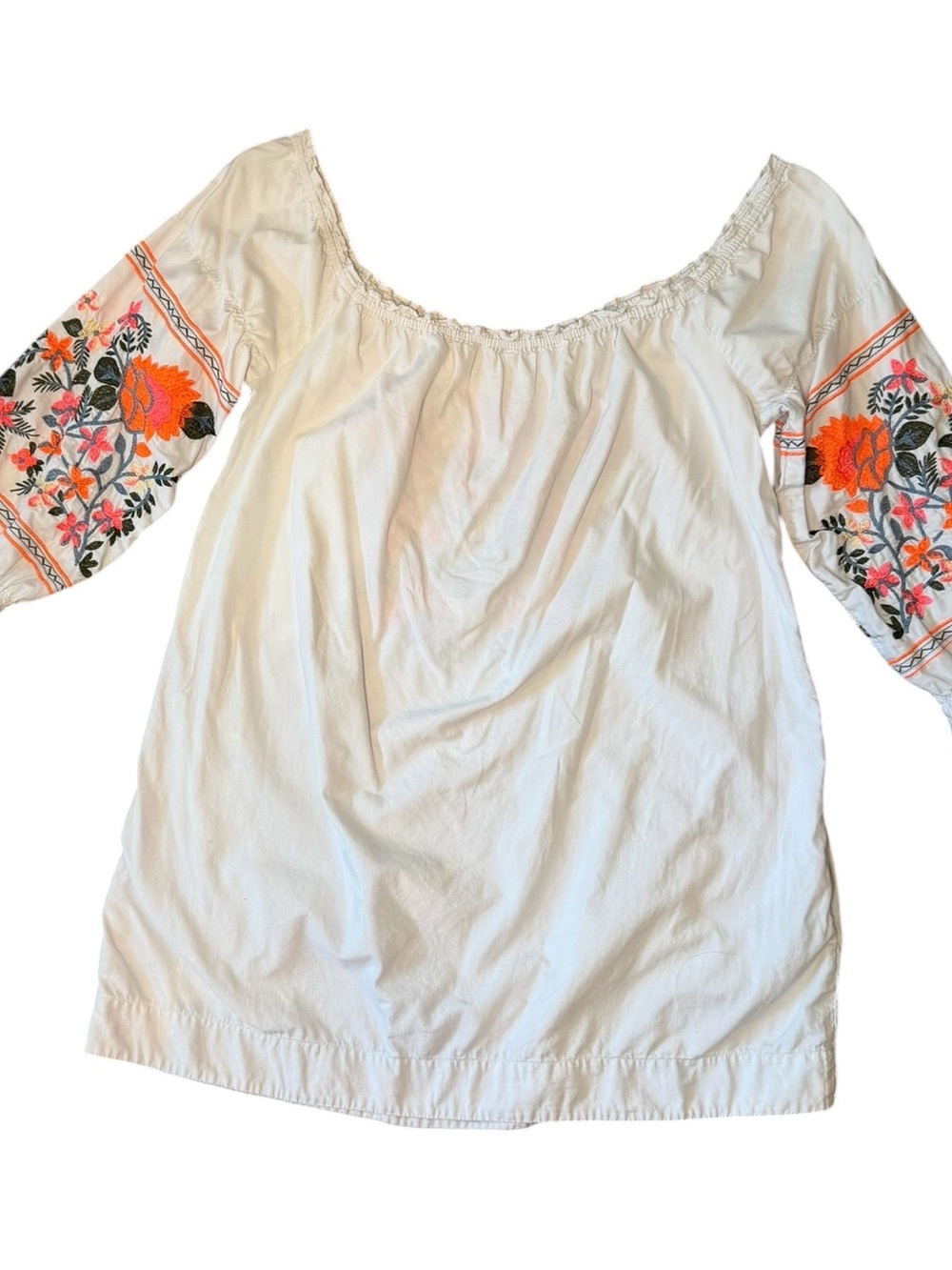 Free People Fleur Du Jour Embroidered Peasant Mini Dress Boho Floral Tunic L - Picture 13 of 16